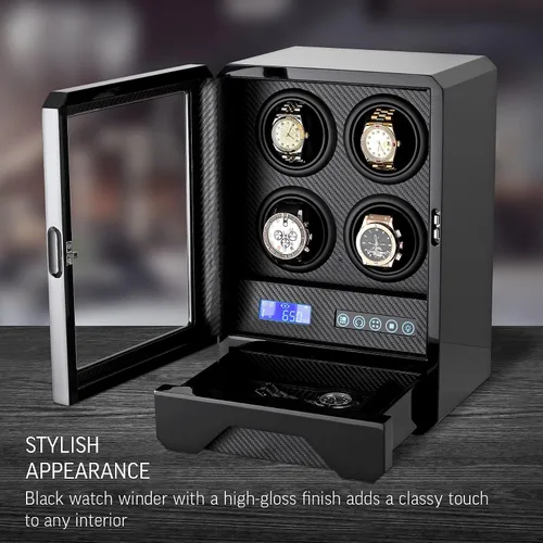 Vista 2 de 4 bobinas automáticas para relojes con cajón de almacenamiento retroiluminación LED y mando a distancia
