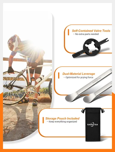 Vista 5 de SARDVISA Palancas de neumáticos de bicicleta Palancas de neumáticos ultra fuertes y cucharas de neumáticos de acero inoxidable, herramienta