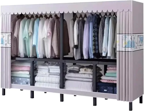 Vista 8 de Armarios grandes Armario portátil Armario con áreas para colgar Armario de metal de acero Armario de ropa Armario para colgar Dormitorio Armario