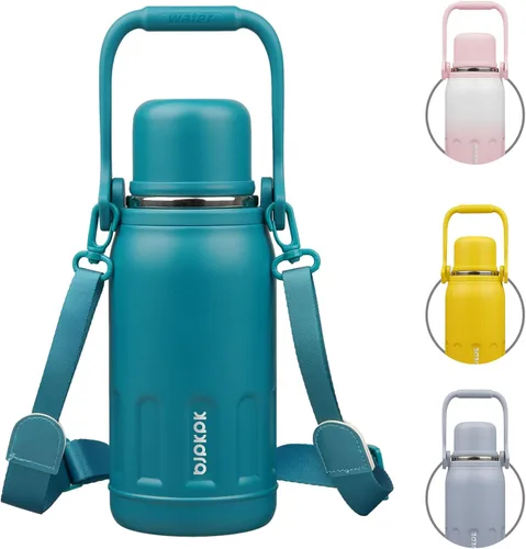 Vista 16 de BJPKPK - Botellas de agua termoaisladas de 27 onzas con tapa y asa de transporte, botellas de agua de acero inoxidable libres de BPA para la Verde