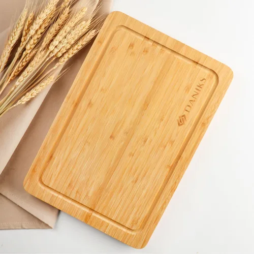 Vista 8 de Daniks Juego de 2 tablas de cortar de bambú con ranura para jugos, XL de 16 x 12 pulgadas y 13 x 9 pulgadas de largo, tablas de cortar para cocina