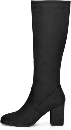 Vista 7 de Allegra K Botas altas hasta la rodilla con cremallera lateral y tacón grueso para mujer