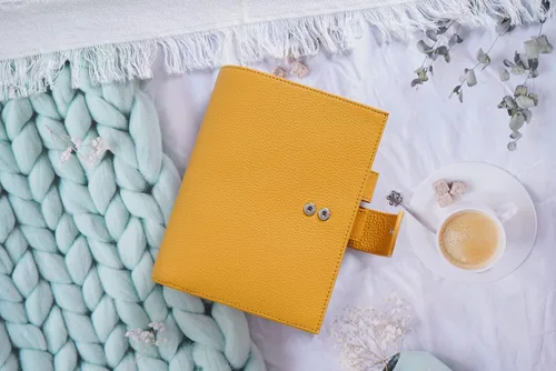 Vista 7 de Moterm Personal Luxe - Planificador de anillos – Organizador de carpeta de cuero genuino (Pebble-Mustard, anillo de 1.181 in)