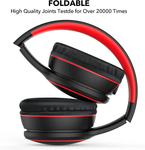 Vista 2 de B10 auriculares Bluetooth supraaurales, 2 modos de música EQ (Normal/Graves) y 50 horas de reproducción, auriculares inalámbricos con micrófono