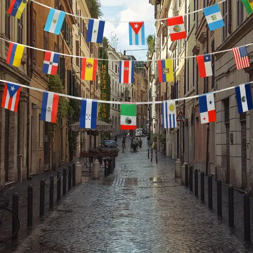 Vista 7 de ZXvZYT Bandera de América Latina con 21 países, banderín para colgar en español, banderín para decoración nacional de aula, escuela, deportes
