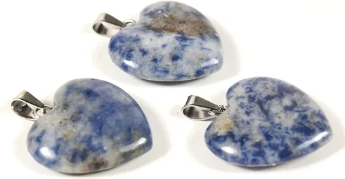 Vista 7 de 2PCs 0.787 in azul sodalita corazón en forma de colgantes w/plata plateado ojete natural piedra preciosa mineral mineral SW UV reactivo decorativo
