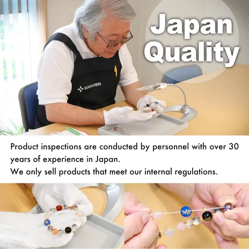 Vista 6 de Pulseras de amuletos de la suerte de dinero de Japón con cristales, pulseras feng shui de buena suerte, diseño tradicional japonés, riqueza, unisex
