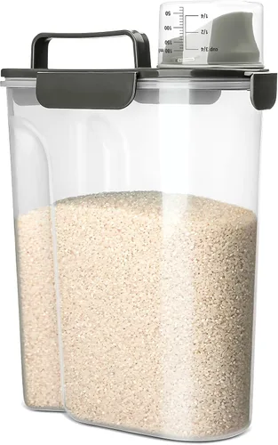 Vista 9 de Viretec Recipiente de almacenamiento de arroz, dispensador hermético de alimentos secos de 15 a 20 libras, recipiente de comida para mascotas