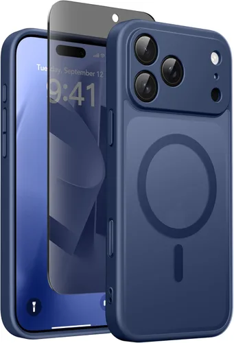 Vista 25 de GolbinBox - Funda magnética para iPhone 13 Pro Max, compatible con MagSafe, protección de cámara, protector de privacidad, funda translúcida mate, a