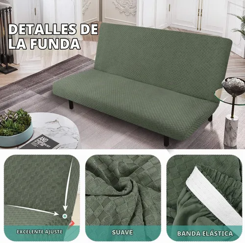 Vista 3 de YEMYHOM Funda para Futón Diseño Jacquard Más Reciente de Alta Elasticidad para Sofá Cama sin Brazos, Protector de Muebles Antideslizante con Parte