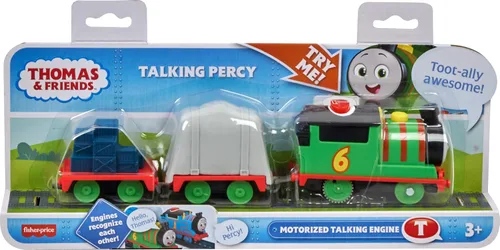 Vista 6 de Thomas & Friends Tren de Juguete Motorizado Talking Percy Locomotora Alimentada por Batería con Sonidos y Frases para Juego Simbólico para Niños
