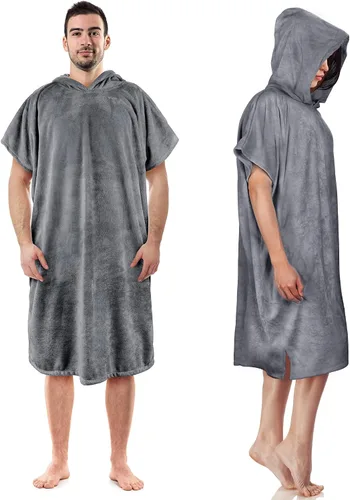 Vista 10 de Tirrinia Toalla cambiadora de poncho de surf con capucha, traje de neopreno de microfibra de secado rápido para surf, playa, natación, piscina