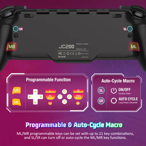 Vista 4 de Wireless-Switch-Controller for Nintendo SwitchOLED,One-Piece-Joypad-Controller Replacement for Switch Joycon Controler,Handheld Mode Ergonomic