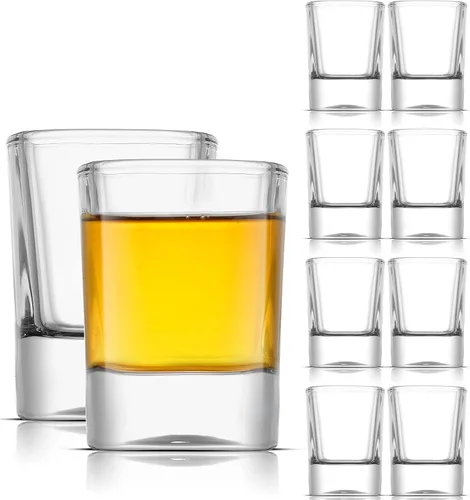 Vista 10 de JoyJolt Set de 6 vasos de trago corto de base pesada, vasos de tragos de 2 onzas
