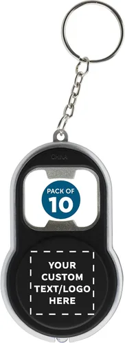 Vista 14 de DISCOUNT PROMOS Abrebotellas personalizado y llaveros LED, juego de 10/50/100, paquete personalizado a granel, perfecto para ferias, recuerdos