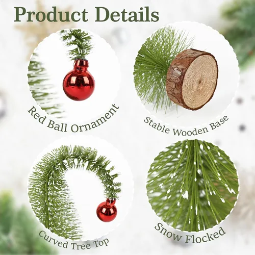 Vista 3 de Paquete de 6 mini árboles de Navidad de 7 pulgadas con cepillo