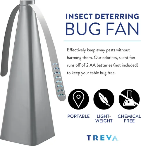 Vista 2 de Treva Ventilador de insectos, disuasorio de moscas con cuchillas holográficas para limpiar insectos, mosquitos y moscas, ventilador de mosca Plateado
