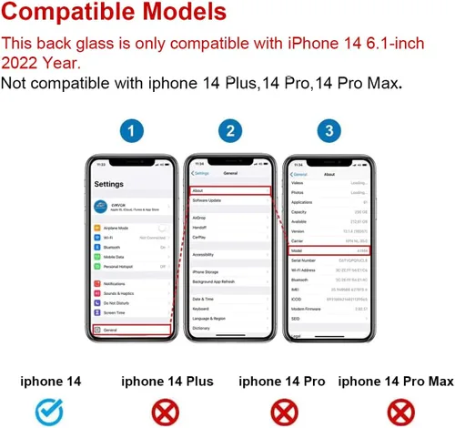 Vista 2 de Reemplazo de vidrio trasero OEM para iPhone 14 6.1 pulgadas con kit de herramientas de reparación (azul)