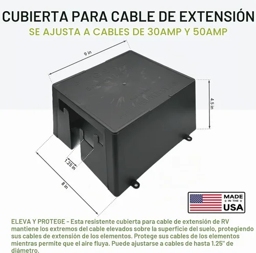 Vista 2 de GR Innovations - Cubierta para cable de extensión para caravana, protector de enchufes, cubierta de cable eléctrico para exteriores, eleva y protege