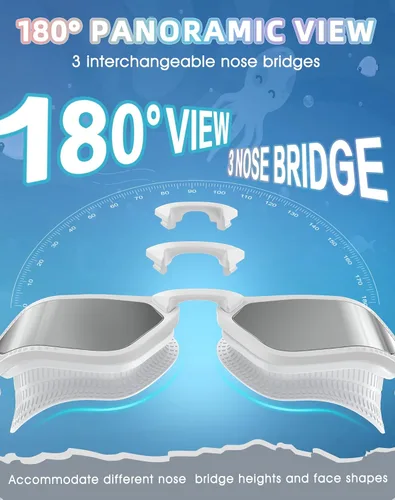 Vista 4 de Greatever Sleek Swim Goggles Unisex-Adult, UV400 Protection Swimming Goggles, HD Wide View Goggles, Anti Fog No Leakage