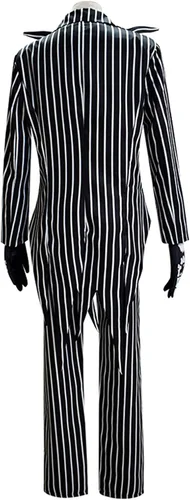 Vista 3 de Jack Skellington - Disfraz de pesadilla antes de Navidad, vestido de traje de rayas para cosplay de Halloween