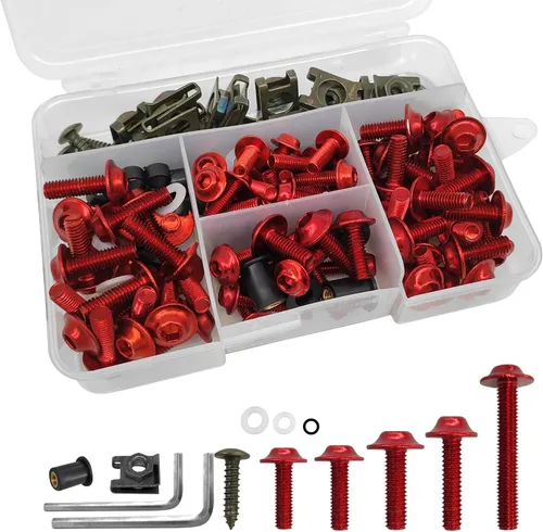 Vista 8 de Kit de pernos de carenado plateado M5 M6 para parabrisas de motocicleta, tornillos de aluminio compatibles para tornillos de carenado