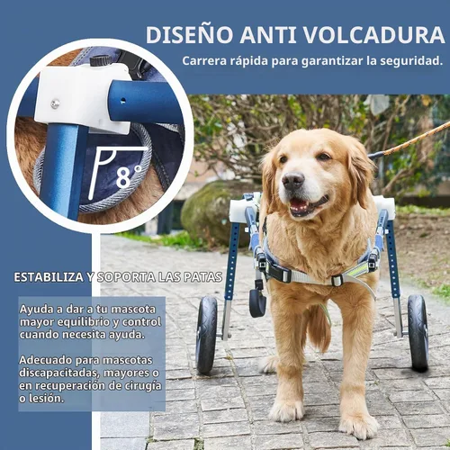 Vista 5 de Silla de ruedas ajustable para patas traseras, carrito de perro para perros medianos/grandes de 13 a 30 pulgadas de largo, 35-88 libras