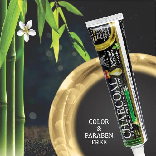 Vista 2 de Pasta de dientes de carbón de bambú orgánico 100% natural para blanquear los dientes, paquete de 3 unidades, cuidado bucal - 6.5 oz Blanquea