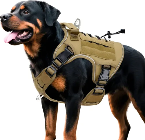 Vista 41 de Arnés táctico para perros grandes, chaleco reflectante ajustable sin tirones con sistema Molle, control de grado militar K9 para entrenamiento