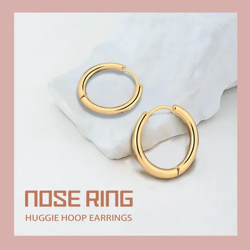Vista 3 de Small Huggie Hoop Earrings for Women 14K Gold Plated Hoop Huggie Earrings for Men Hypoallergenic Lightweight Earrings Tiny Cartilage Ear Jewelry for