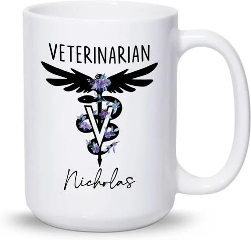 Vista 12 de Taza veterinaria personalizada, taza veterinaria de cuidado de animales, regalos para veterinarios, taza con nombre personalizado de veterinario
