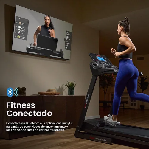 Vista 3 de Sunny Health & Fitness Folding Treadmill with 12% Auto Incline & Bluetooth