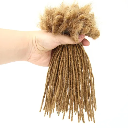 Vista 3 de Minilocs - Extensiones de rastas de 0.1 in, 100 hebras, extensiones de cabello humano rubio miel, marrón, trenzas de ganchillo