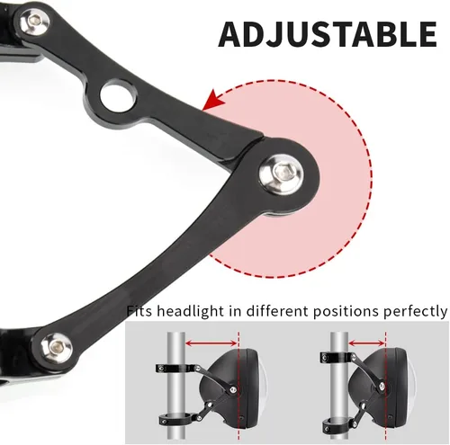 Vista 3 de Soporte Universal de Montaje de Faro de Motocicleta Negro 39-41mm Tubos de Horquilla Aluminio CNC Soporte de Faro Delantero Compatible con Harley