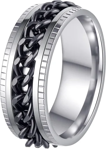 Vista 26 de Anillos giratorios para hombres y mujeres, anillos de ansiedad para hombres, anillos de cadena para adultos, anillos de titanio y acero