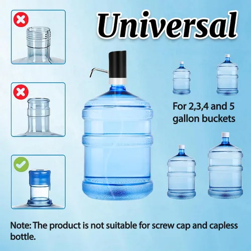 Vista 4 de Bomba de mesa de agua, bomba de agua eléctrica de portabilidad con cable de datos USB, bomba automática de botella de agua potable negra