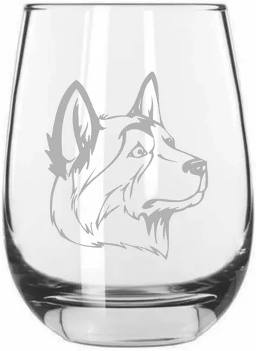 Vista 208 de Shar Pei (chino) - Vaso de vino sin tallo grabado para perro, 15.25 onzas