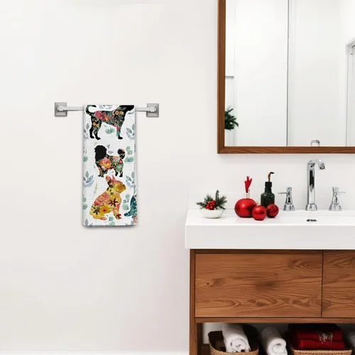 Vista 5 de Toallas de cocina para perros, regalos para amantes de los perros, mujeres, mamá, toallas de mano florales para decoración de cocina y baño, 16 x 24