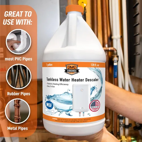 Vista 3 de Chromex - Solución para desincrustar calentadores de agua sin tanque Desincrustante altamente efectivo, 1 galón
