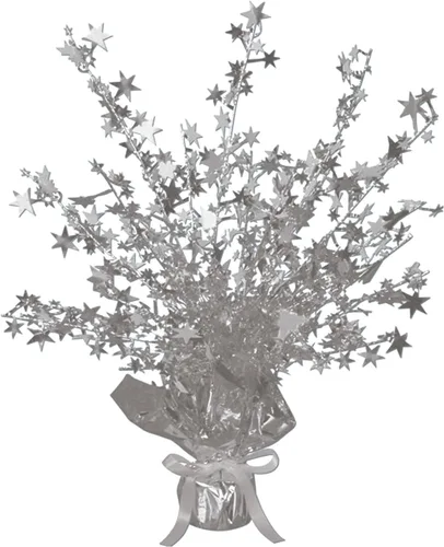 Vista 5 de Beistle Centro de mesa Black Star Gleam N Burst – Decoración de mesa de alambre ajustable con base ponderada en aerosoles de estrellas para premios