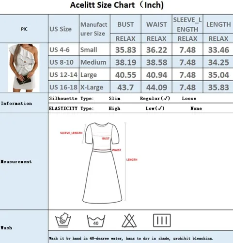 Vista 6 de Acelitt Vestido casual de un hombro para mujer, vestido corto con volantes en la cintura y lazo, S-XL