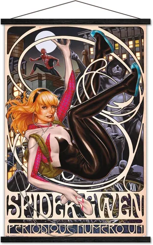 Vista 8 de Trends International Marvel Comics - Póster de pared de Spider-Gwen - Cover #1, 14.725 x 22.375 pulgadas, versión enmarcada de madera de granero