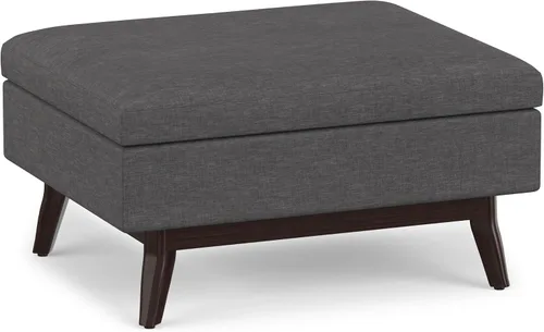 Vista 27 de SIMPLIHOME Owen Mesa de Centro Rectangular Moderna de Mediados de Siglo de 34 pulgadas de Ancho con Otomana de Almacenamiento en Tela de Poliéster