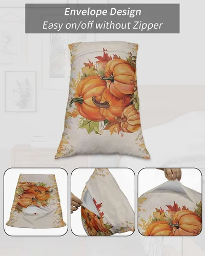 Vista 7 de Funda de almohada corporal de calabazas de otoño, fundas de almohada suaves decorativas para sofá largo y lumbar, funda de cojín con cierre