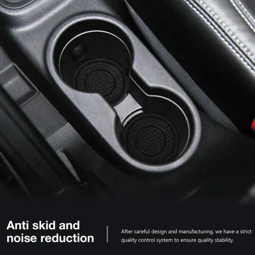 Vista 3 de Auprite Portavasos para automóvil, paquete de 2 posavasos universales antideslizantes para automóvil, accesorios para el interior del automóvil Negro