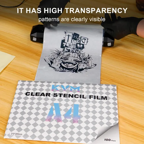 Vista 5 de KVM - Papel de transferencia de tatuajes x 100 hojas de película transparente transparente