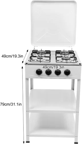 Vista 8 de Estufa de gas natural con 4 quemadores, estufa de gas natural portátil con soporte para patas, estufa para RV, apartamento, cocina al aire libre