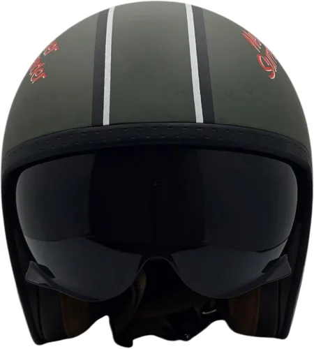 Vista 6 de Casco Vega V8 Retro Open Face Casco DOT y ECE de seguridad con espejo cromado (bloquea las ondas dañinas de rayos UV, UVA y UVC) / forros de gamuza