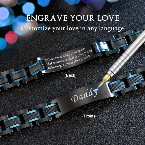 Vista 4 de Pulsera de los hombres grabados de encargo de la identificación médica de la alarma