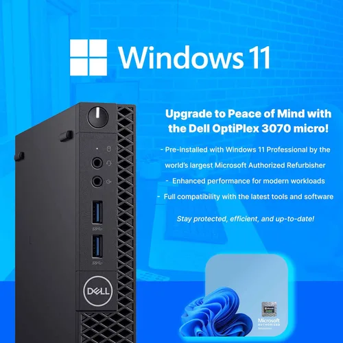Vista 7 de Dell Optiplex 3070 Micro PC Windows 11 Pro Intel i5-9500 8 GB RAM + 250 GB SSD 5G WiFi + BT Mini computadora de escritorio (renovada)